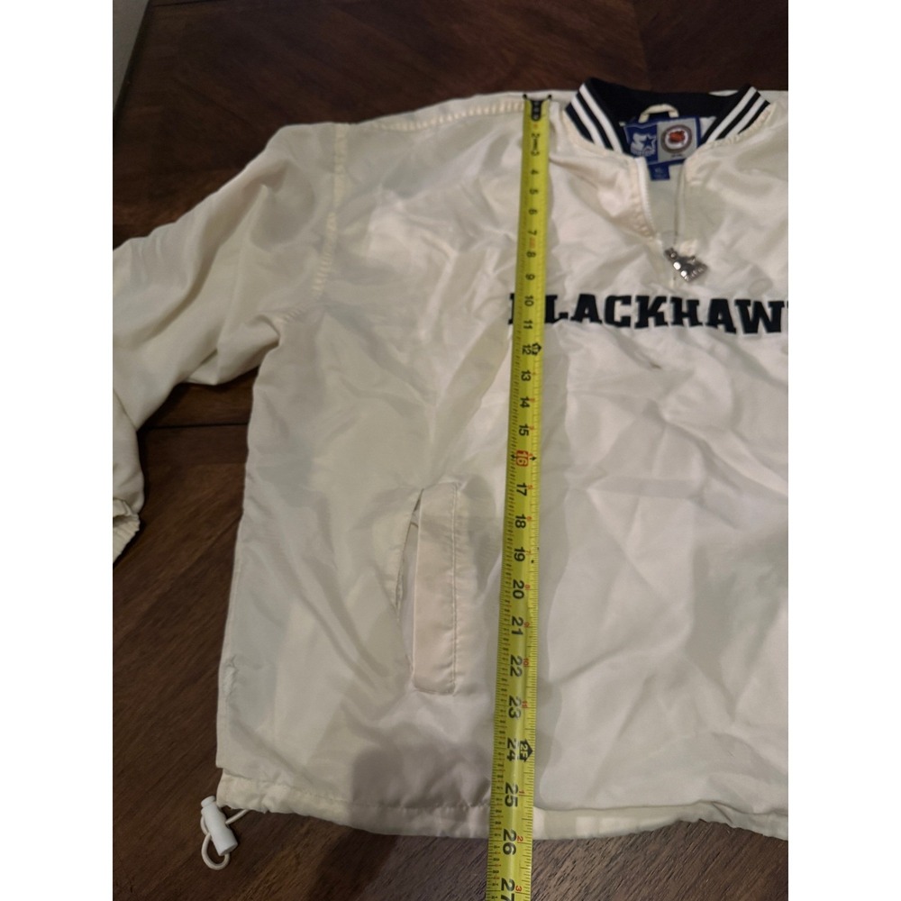 Vintage Starter Chicago Blackhawks NHL Quarter Zip Windbreaker Jacket White XL | - Picture 7 of 8